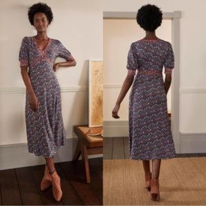 Boden Eva Floral Jersey Midi Dress, 10R.